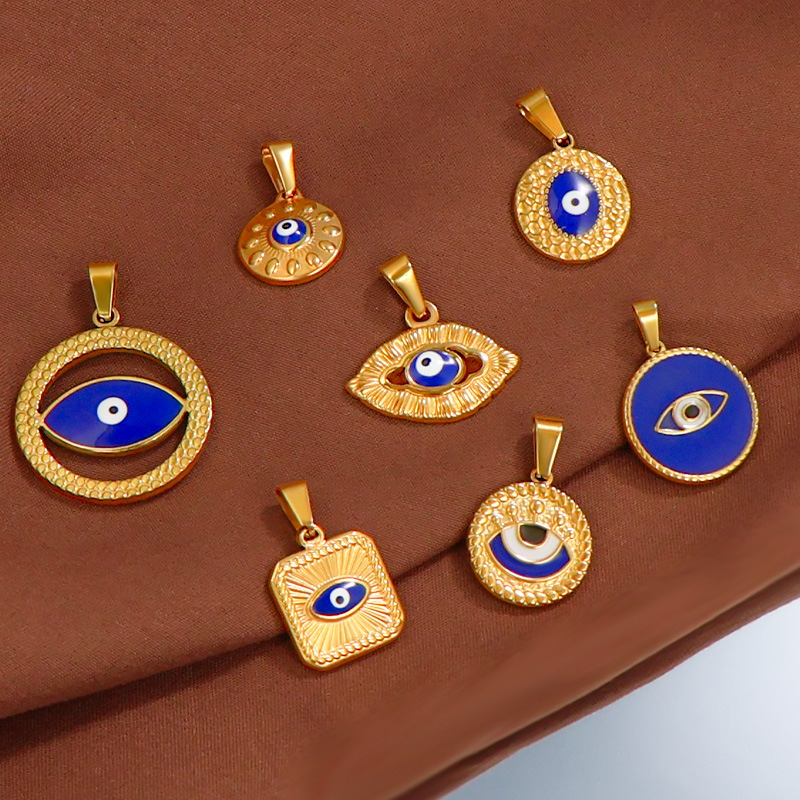 7g Weight Pendant Jewelry Making Type Real Gold Plated Plating Material 1 Piece Quantity Holiday, Daily Occasion 304 Stainless Steel Material Devil's Eye Pattern Unisex Gender Vintage Style, Classic Style Style Waterproof Non Tarnish, Plating Craft Real Gold Plated Devil's Eye 304 Stainless Steel Vintage Style Classic Style Waterproof Non Tarnish 3