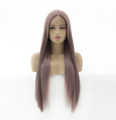 Fábrica al por mayor de salsa púrpura libre frente al encaje pelucas de fibra química pelucas LW0063