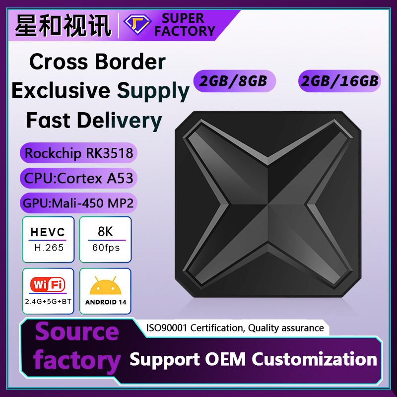 Cross-Border New Rk3518 Network Set-Top Box Q1Mini+ Dual-Band Bluetooth 8K Hd Android 14Tv Box