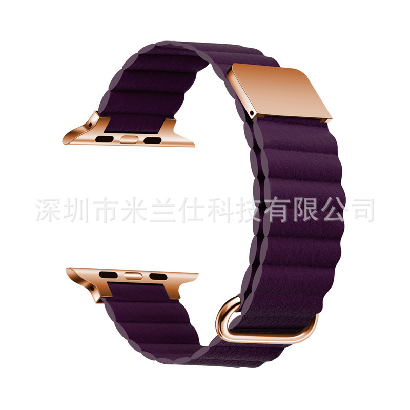 Adecuado para Apple Watch Apple S9 cuero genuino ultra2 magnético hebilla iwatch98765se Correa fábrica