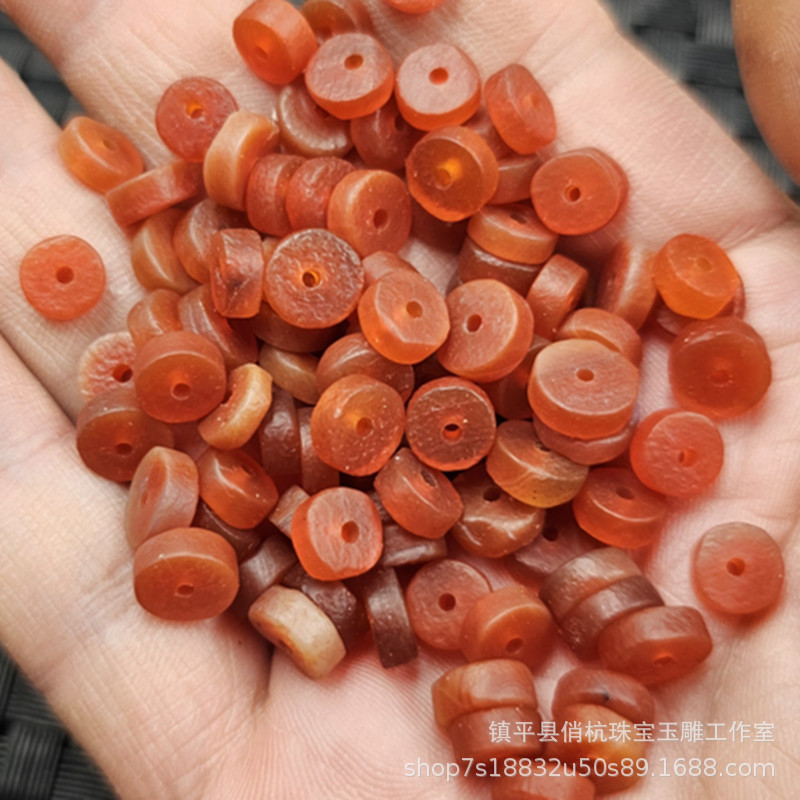 Frosted Red Agate Jade Buckle Abacus Beads Jade Loose Beads Chalcedony Tablets Beads Spacer Beads Jewelry Accessories Handmade Beads
