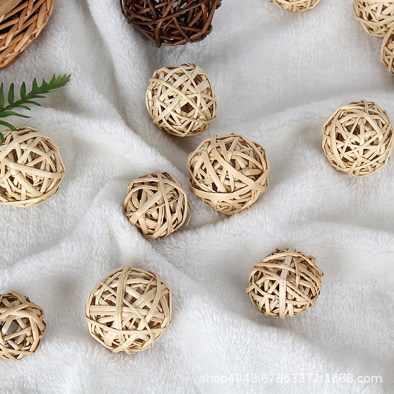Wooden rattan ball rattan decoration Mori vintage pastoral style window decoration photography props shopping mall kindergarten ornaments