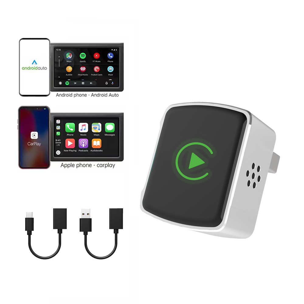 Colorful light wireless carplay box adapter for Apple and Android, two-in-one car connectivity and screen projection