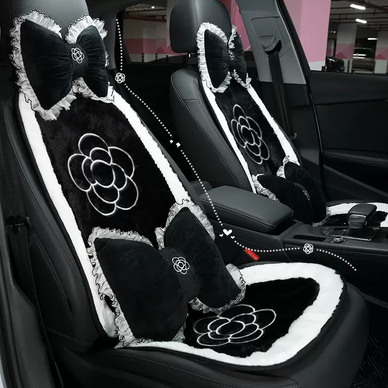 蓝雨汽车坐垫秋冬季毛绒车内座椅套简约高级感保暖加热车载座垫