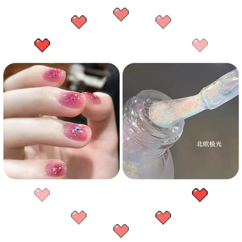 新款珠光白指甲油免烤不可撕持久不掉色快干显白亮片细闪美甲油|undefined