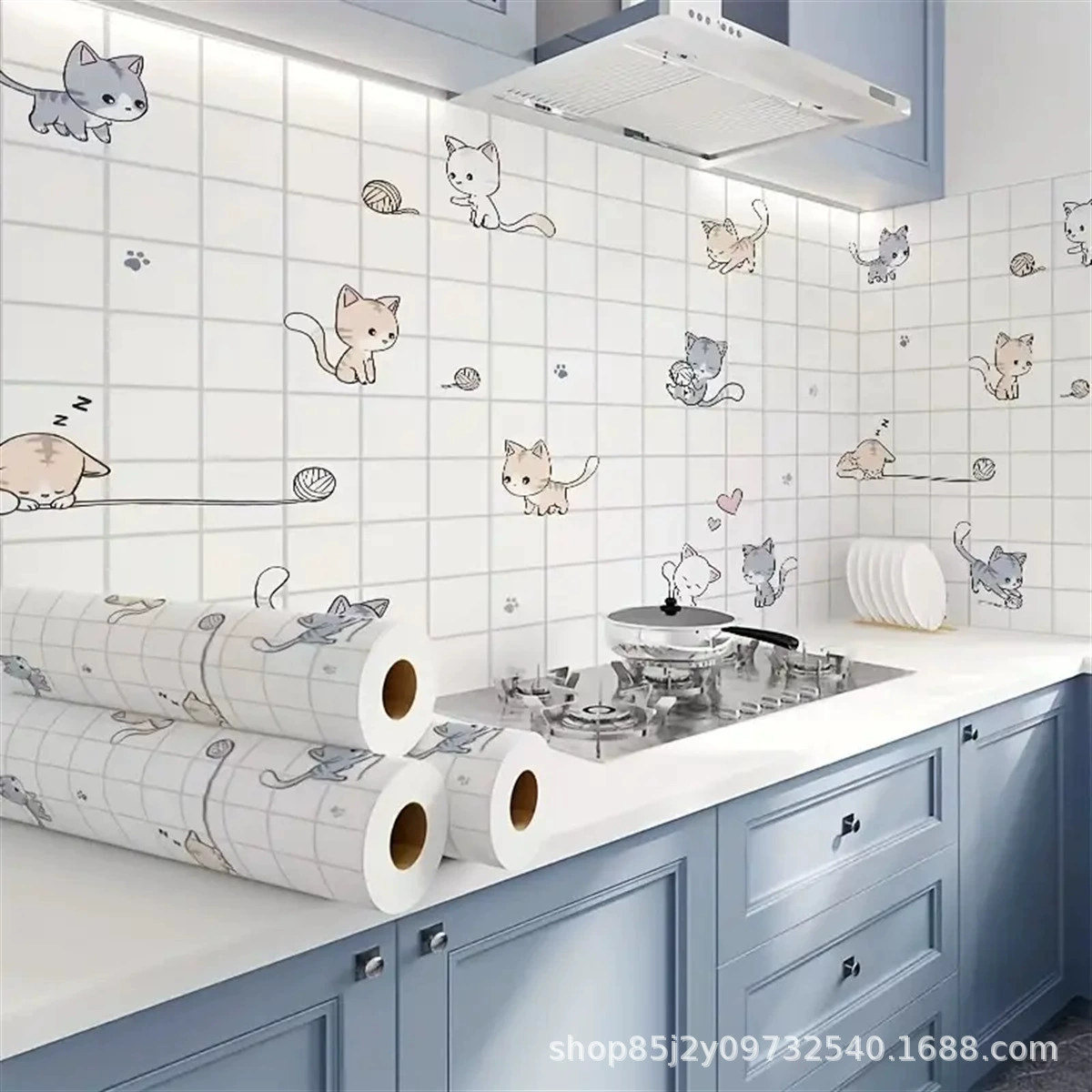 Самоклеящаяся ПВХ-обои, водостойкие 3D рисунки: мультфильм и мрамор, ширина 60 см, без клеевого следа