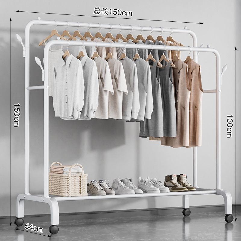 Percha de secado de ropa de piso dormitorio doméstico colgar ropa plegable de una sola varilla simple dormitorio interior móvil percha de sombrero