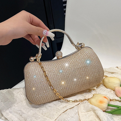 Evening banquet bag, popular this year, lady quality, exquisite women's bag, simple lock buckle small bag, shoulder and crossbody chain bag for women.