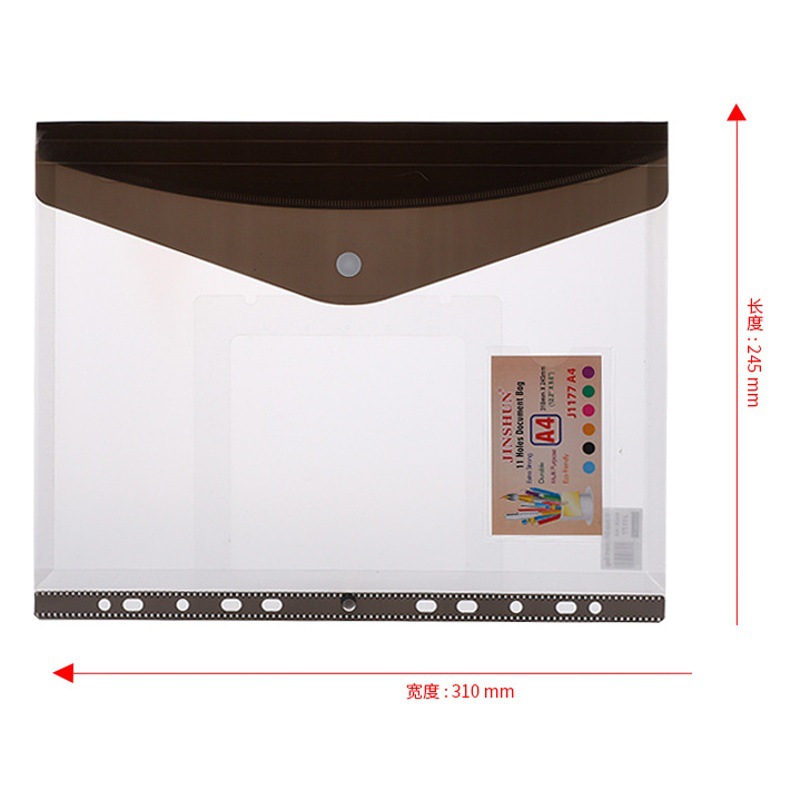 Wholesale A4 document bag contract bag storage clip 11 hole loose-leaf bag color Student Test roll bag transparent three-dimensional buckle bag
