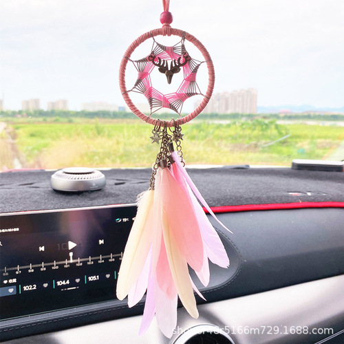 ins car pendant dream catcher car creative interior rearview mirror decorative pendant feather car hanging have a safe journey