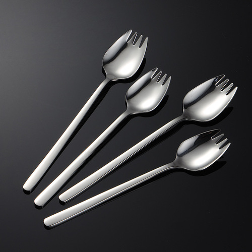 Aion 304 stainless steel salad fork multi-specification gift tableware fork and spoon integrated spoon instant noodle bowl Ruyi square handle