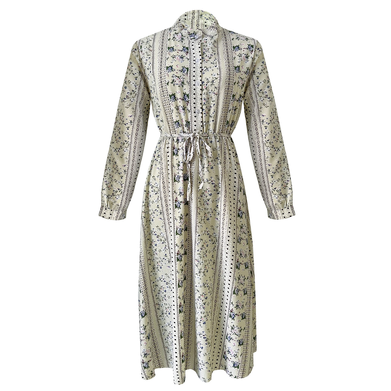 Spring Holiday Dress Lace up Floral Dress