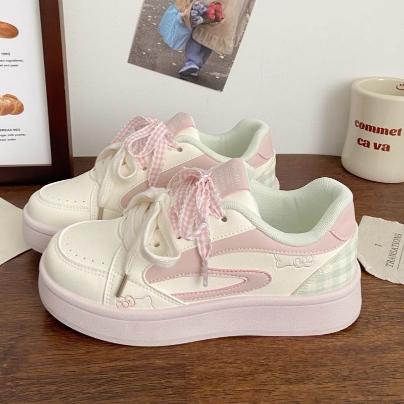 Dopamine Kt Cat Bread Shoes Women's 2025 Summer New Breathable White Shoes Niche Easiest for Match Thick-Soled Sports Shoes