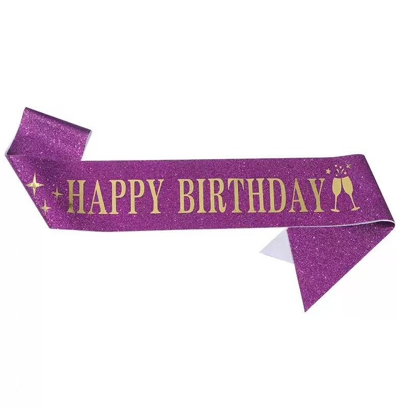 Cinta brillante para fiesta de cumpleaños, banda de cumpleaños, cinta de etiqueta, letras doradas, decoración de fiesta, diadema al por mayor