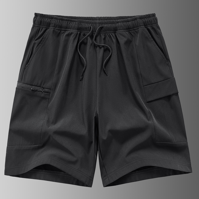 Transfronterizo 2025 verano nuevo multi-bolsillo cremallera pantalones cortos deportivos casuales delgados para hombres fuera