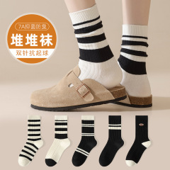 女性用春秋ミドル丈ソックス 吸汗防臭 純綿ソックス 多用途 パイルソックス カラーブロック綿ソックス 諸曁ソックス卸売