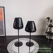 黑色玻璃杯 黑瓷盲品玻璃杯 家用黑色酒杯北欧浪漫家居摆件