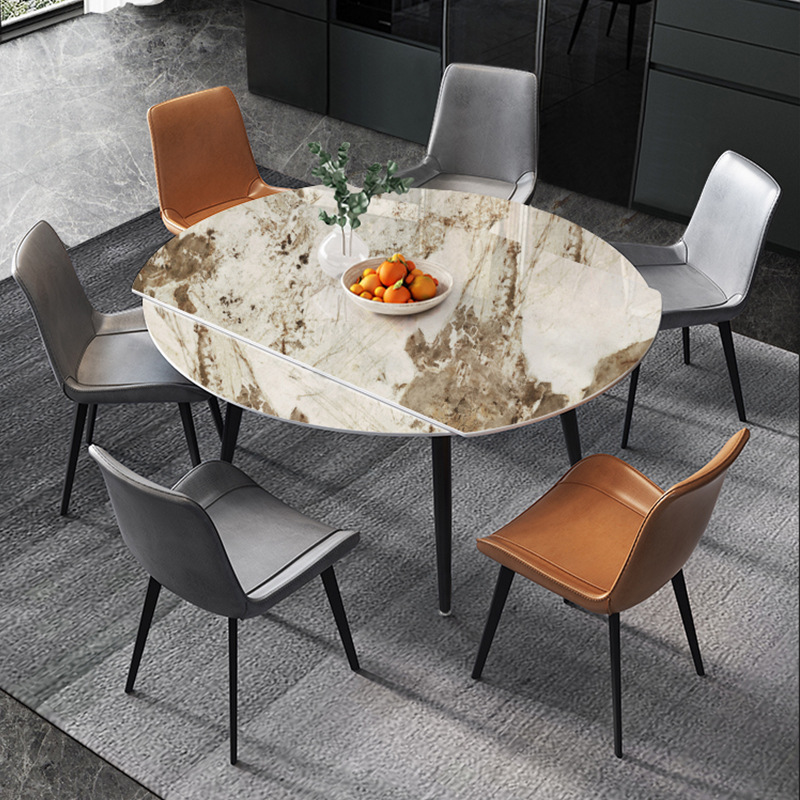 Luz de lujo Placa de roca mesa de comedor y silla combinación moderna simple mesa retráctil cuadrada redonda de doble uso nórdico hogar pequeño apartamento mesa de comedor