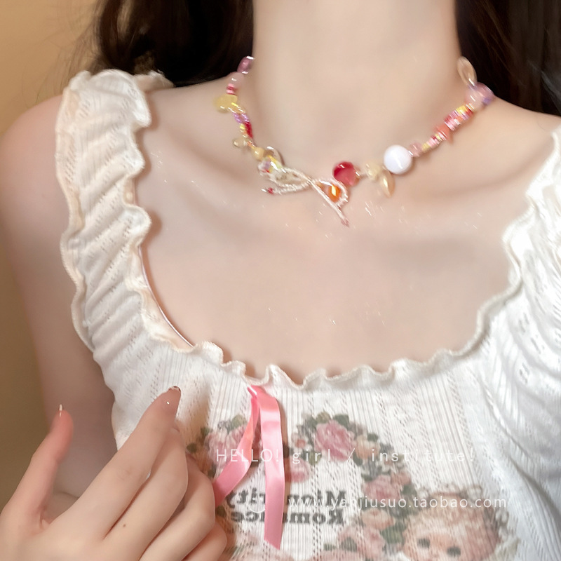 苹果味的糖果乐园~y2k彩色多巴胺糖果色串珠项链夏天卡通甜美配饰|undefined