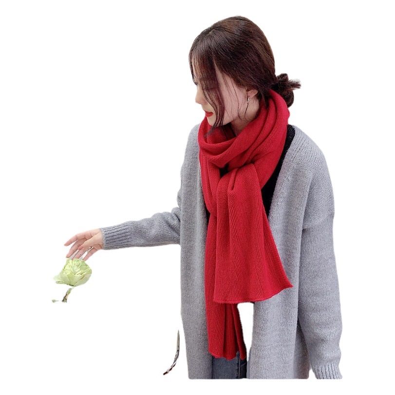Autumn and Winter Korean Style Warm Scarf for Women, High-End Scarf, Fashionable Warm Knitted Scarf, Fresh and Sweet