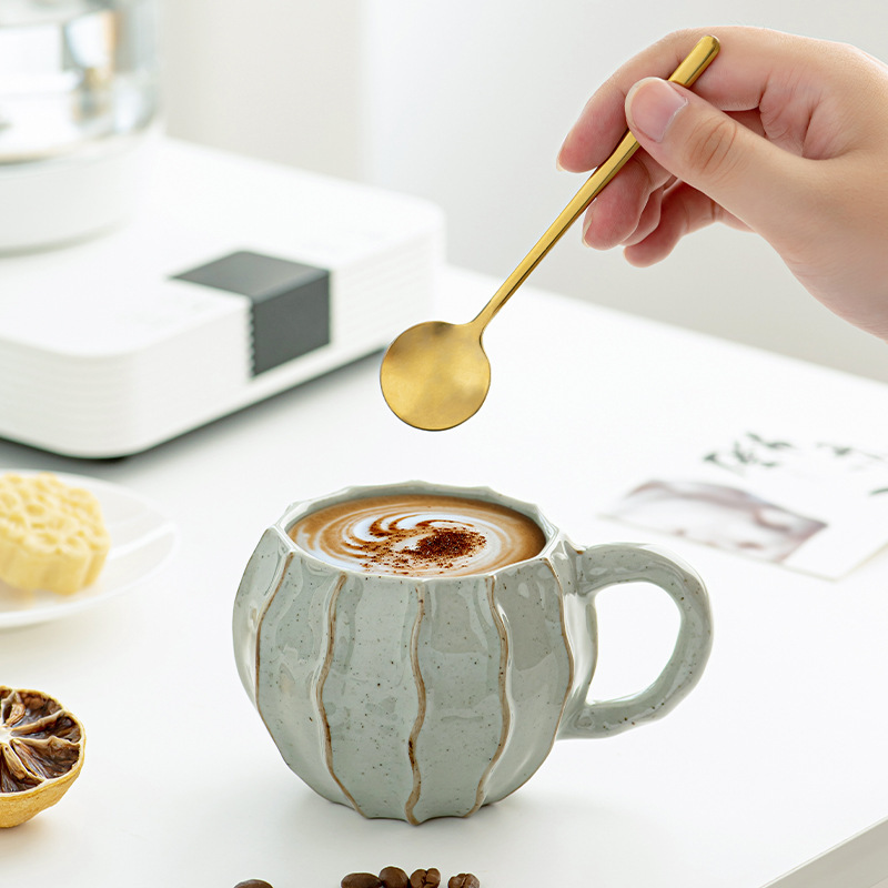 Original Design Japanese-Style Rustic Pottery Coffee Cup, Hand-Painted Glazed Breakfast Cup, Suitable for Office and Home Use, Available in Multiple Colors