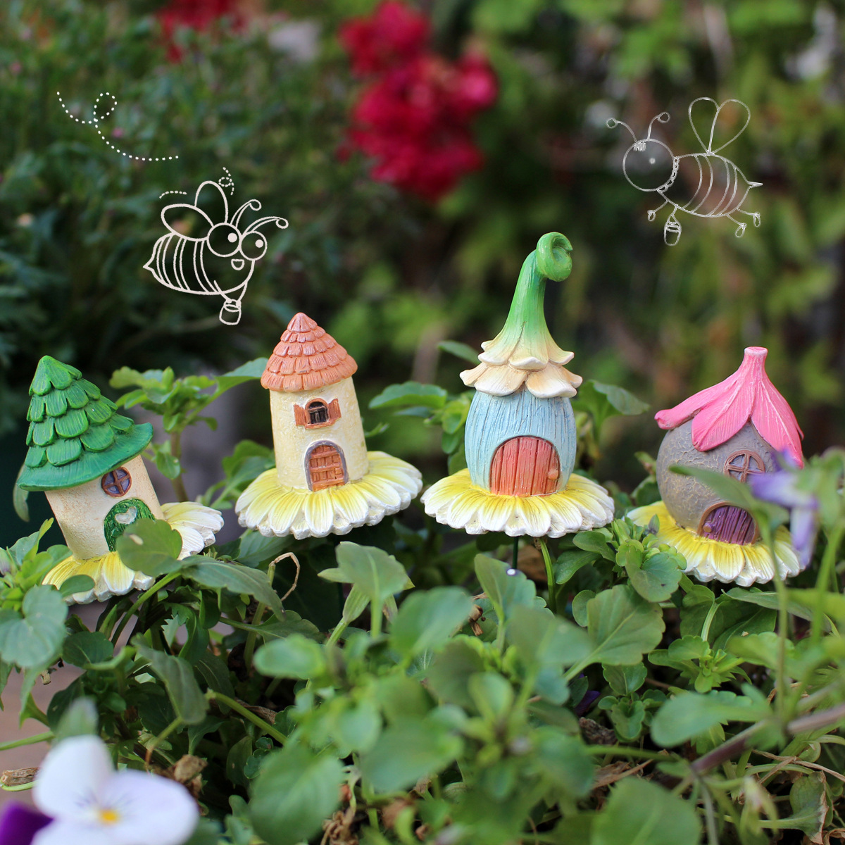 American Country Garden Courtyard Lawn Resin Plug-in Simulation Color House Plug-in Outdoor Courtyard Creative Decoration