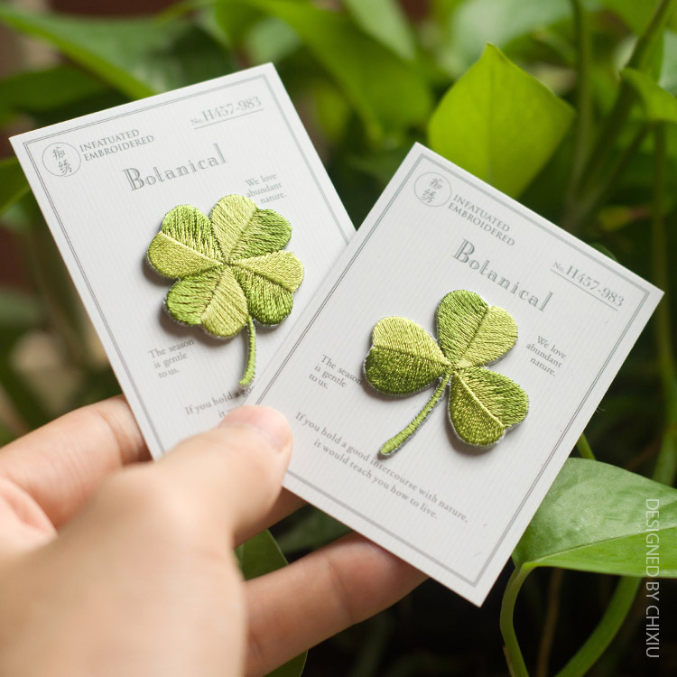 Fresh Four-Leaf Clover Cloth Patch Clover Embroider Patch Clothing Short-Sleeved Shirt Hat DIY Decorative Patch Patch Ironing