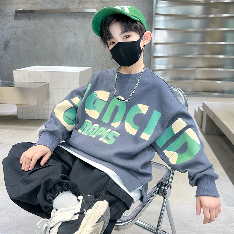 Boys' spring sweatshirts 2023 new medium and large children's spring and autumn bottoming shirts, foreign style children's casual clothes wholesale