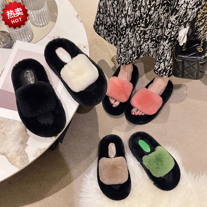 Pantuflas de piel real de suela gruesa para mujer 2024 verano y otoño nuevo estilo interior casa habitación con aire acondicionado zapatillas de algodón perezosas