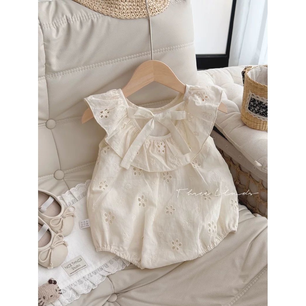 Bebé bebé verano princesa mamelucos ropa de luna llena bebé flor hueca súper lindo estilo delgado fuera de pedo