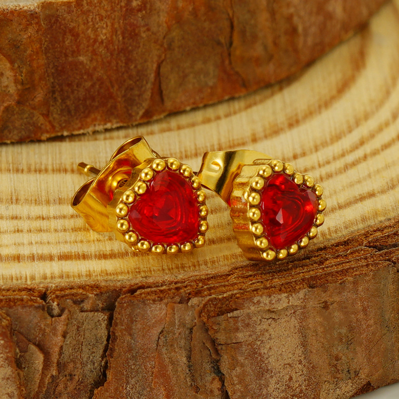 Transfronterizo de acero inoxidable con incrustaciones de circón encantadores pequeños aretes femeninos europeos y americanos versátiles 18K oro lunares pendientes de acero de titanio pendientes