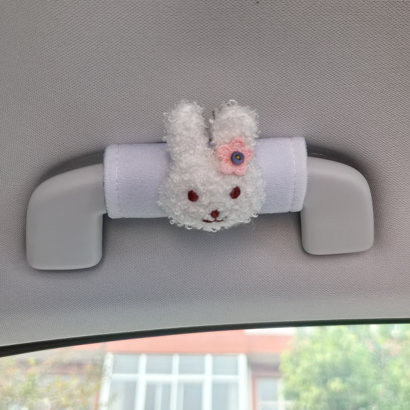 Manuela de automóvil de dibujos animados de peluche pequeño sin hombre y mujer cubierta de manija de puerta interior guante de techo