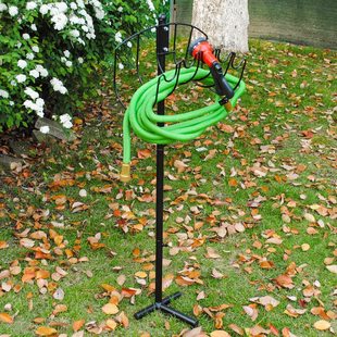Iron Garden Hose Bracket for Outdoor Lawn Hose Bracket Freestanding Metal Hose Bracket Heavy Duty
