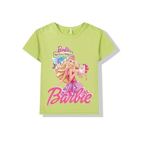 2024跨境亚马逊新款电影公主芭比 Barbie周边中大童男女童短袖t恤