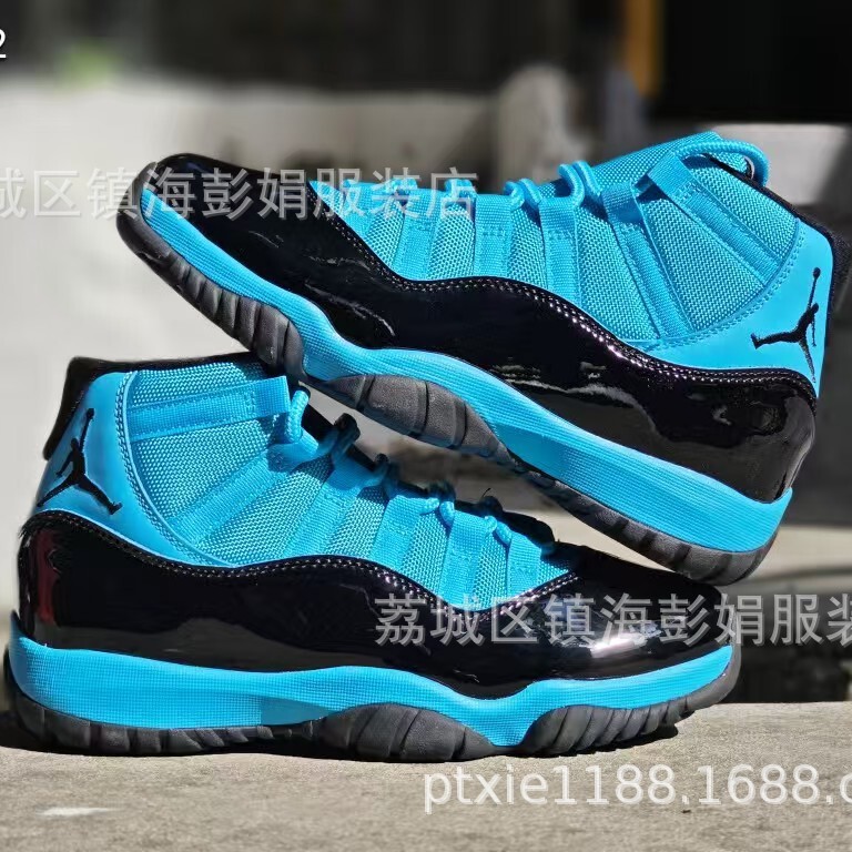 Genuine Top-Grade Cowhide Leather, Real Carbon Sole, Practical Basketball Shoes Jordan Aj11 Blue Box Size 48.5, Complete Packaging