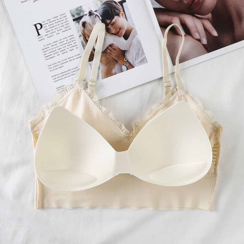 Correa chaleco-estilo inalámbrico Sujetador push up verano simple seda de hielo sin costuras envuelto pecho luz taza ropa interior de las mujeres image 6