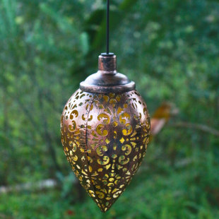 Factory direct cross-border solar iron water drop chandelier hollow lamp garden decorative landscape lamp hollow waterproof lamp