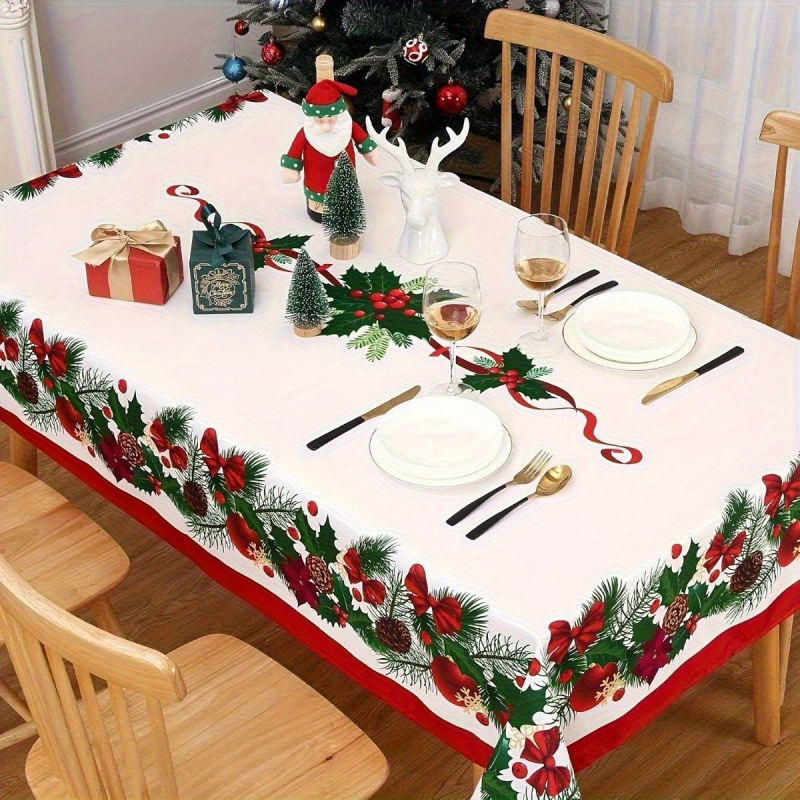 Nuevo manto de mesa de Navidad árbol de Navidad muñeco de nieve alce impresión digital manto de mesa transfronteriza amazónica decoración festiva image 5