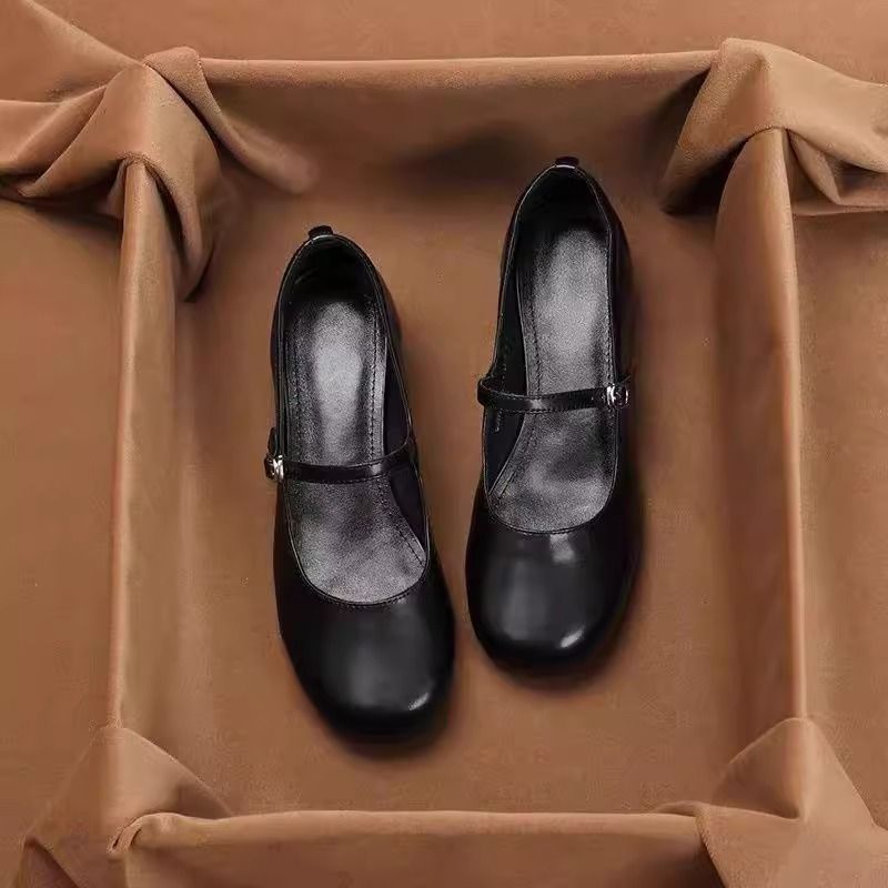 Zapatos de piel de oveja ultra suave Marie Zhen2025 primavera tacones bajos de forma especial tacones bajos dentro y fuera zapatos de cuero único tamaño de mujer