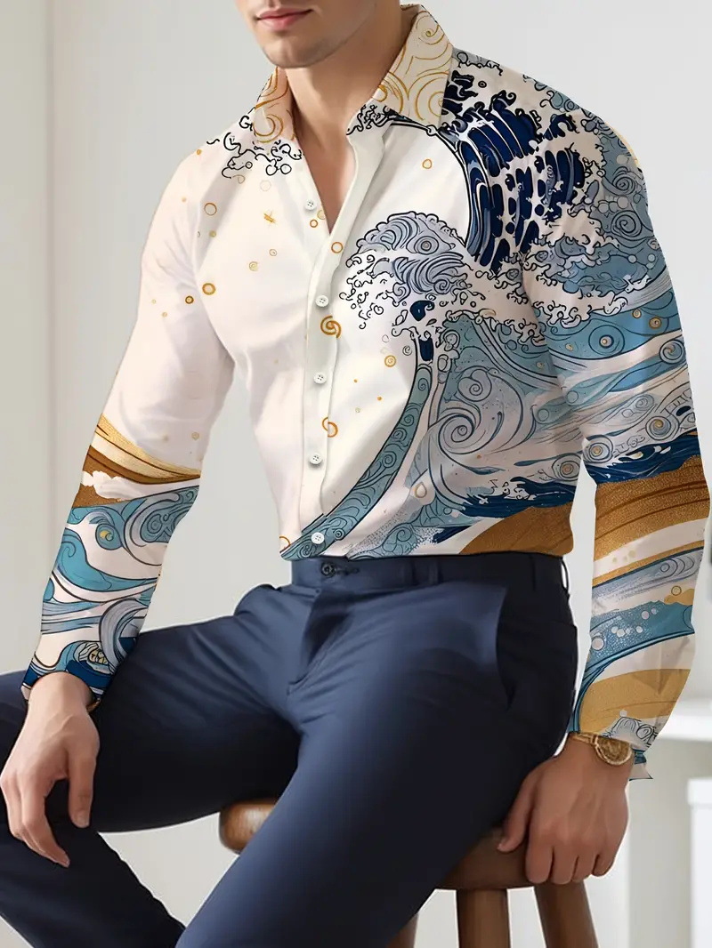 Productos europeos American Cross-border 2025 nueva tendencia de la moda casual de alta calidad cool guapo camisa de manga larga MB12