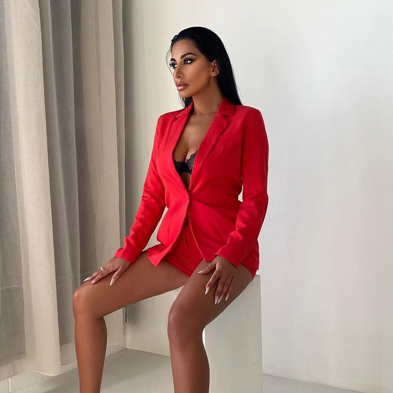 women's lapel long-sleeved mid-length blazer nihaostyles clothing wholesale NSXPF74058