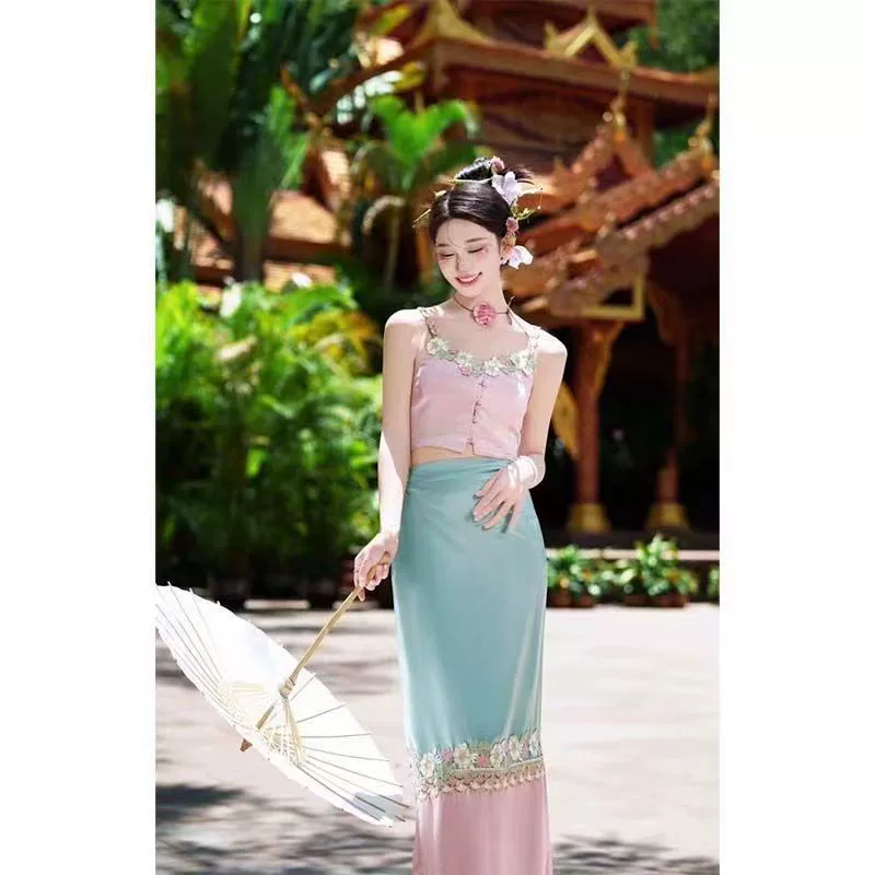 Юньнань Сичуаньбанна Даи этническая одежда мятный Мамбо летний супер фея этнический костюм стильный модный полный комплект