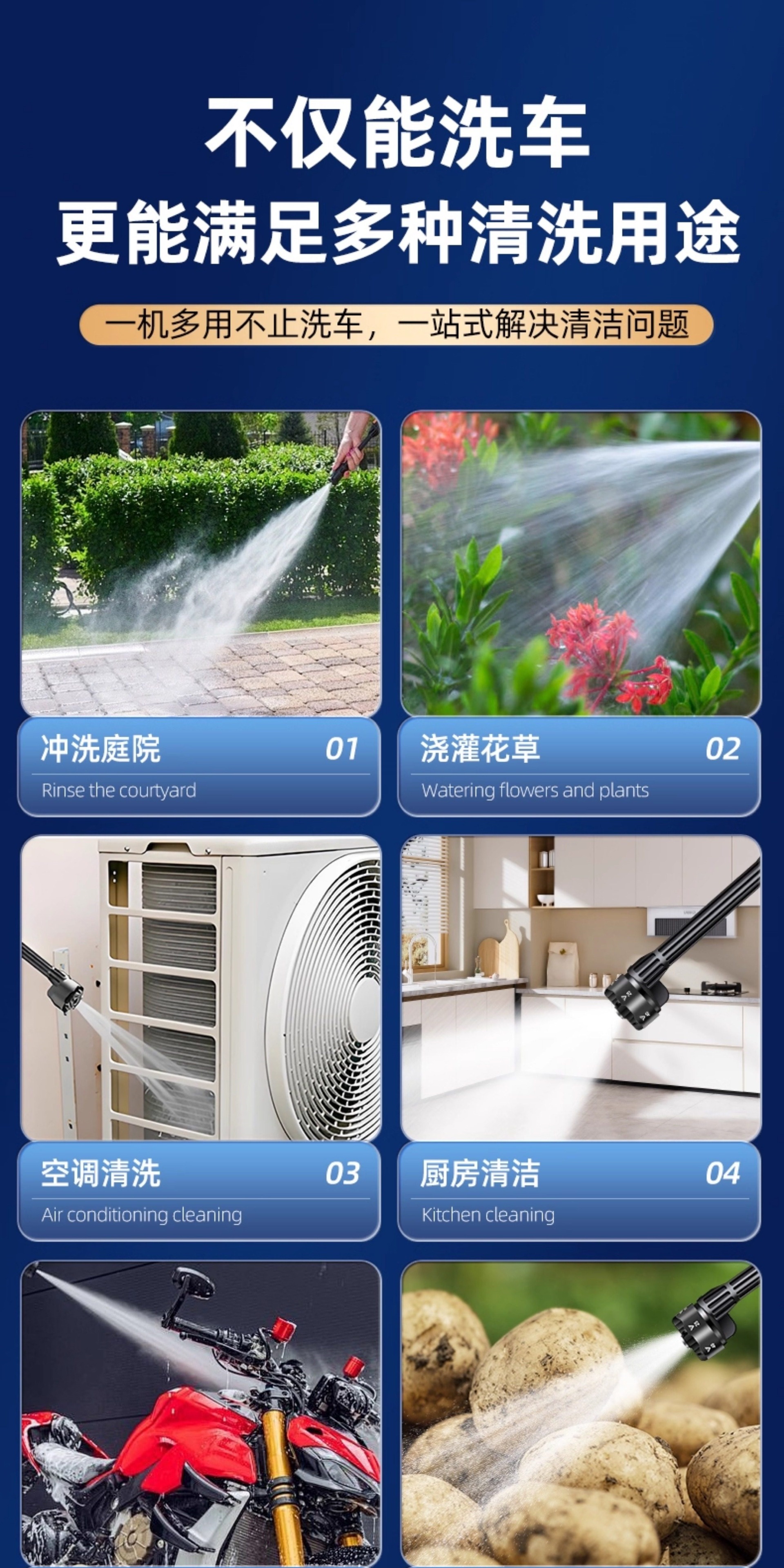 Deli Wireless Car Washing Machine High-Pressure Water Gun for Home and Car Cleaning Lithium Battery Rechargeable Booster Water Gun