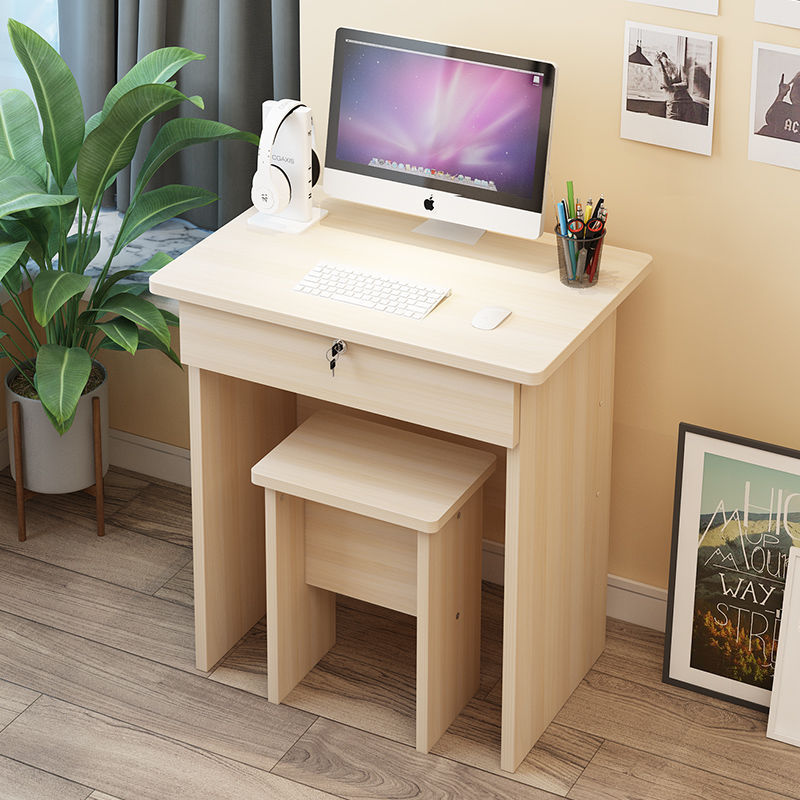 Computer Desk Small Size Desk with Drawer Small Table with Lock Student Writing Desk Table and Chair Set Home Bedroom