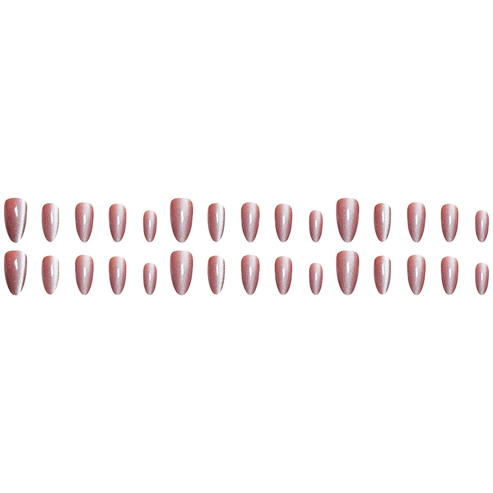 Polvo transfronterizo gradiente ojo de gato usar uñas de almendras medianas y largas, uñas blanqueadoras 30 piezas de uñas falsas lotes mixtos