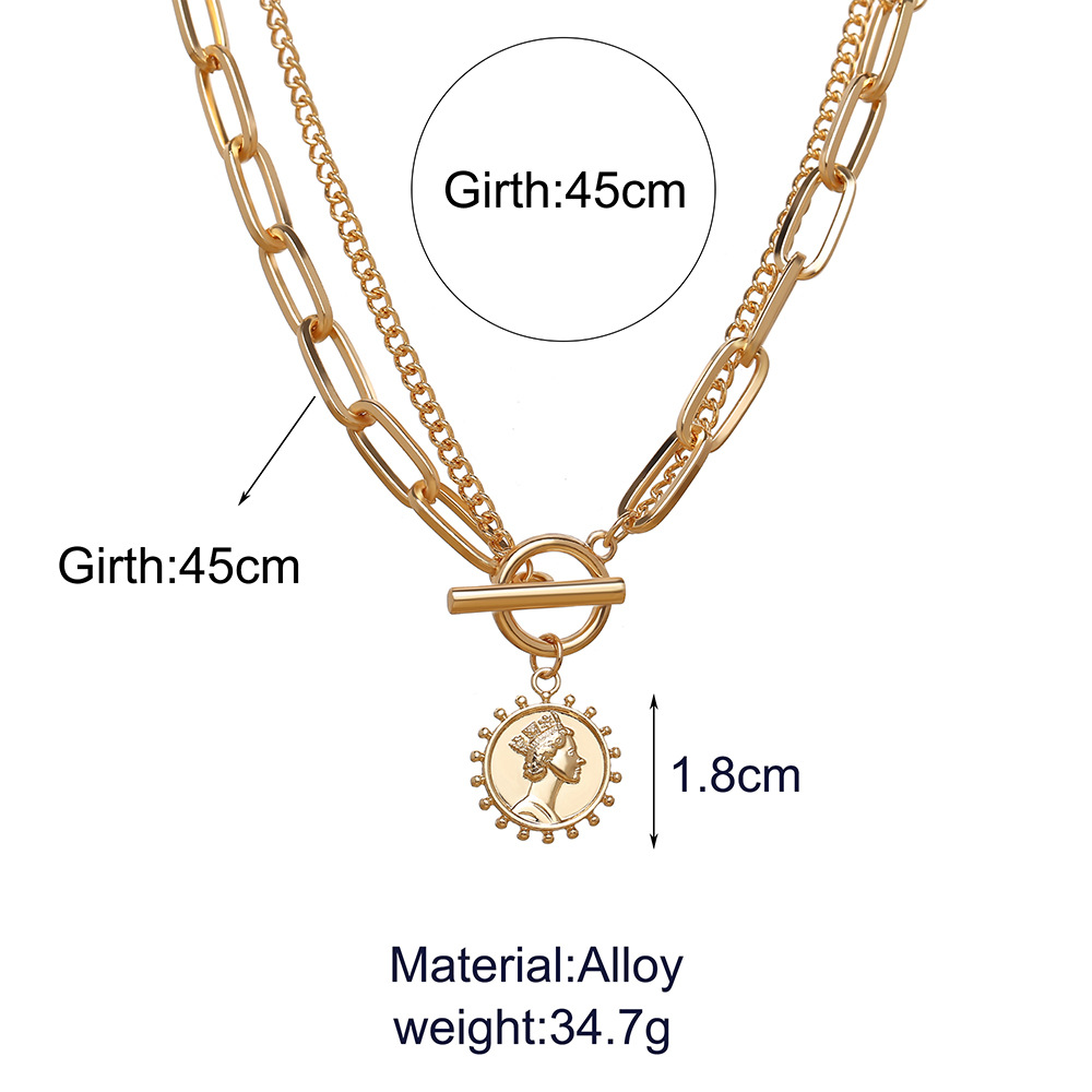 simple clavicle chain necklace jewelry human head pendant necklace