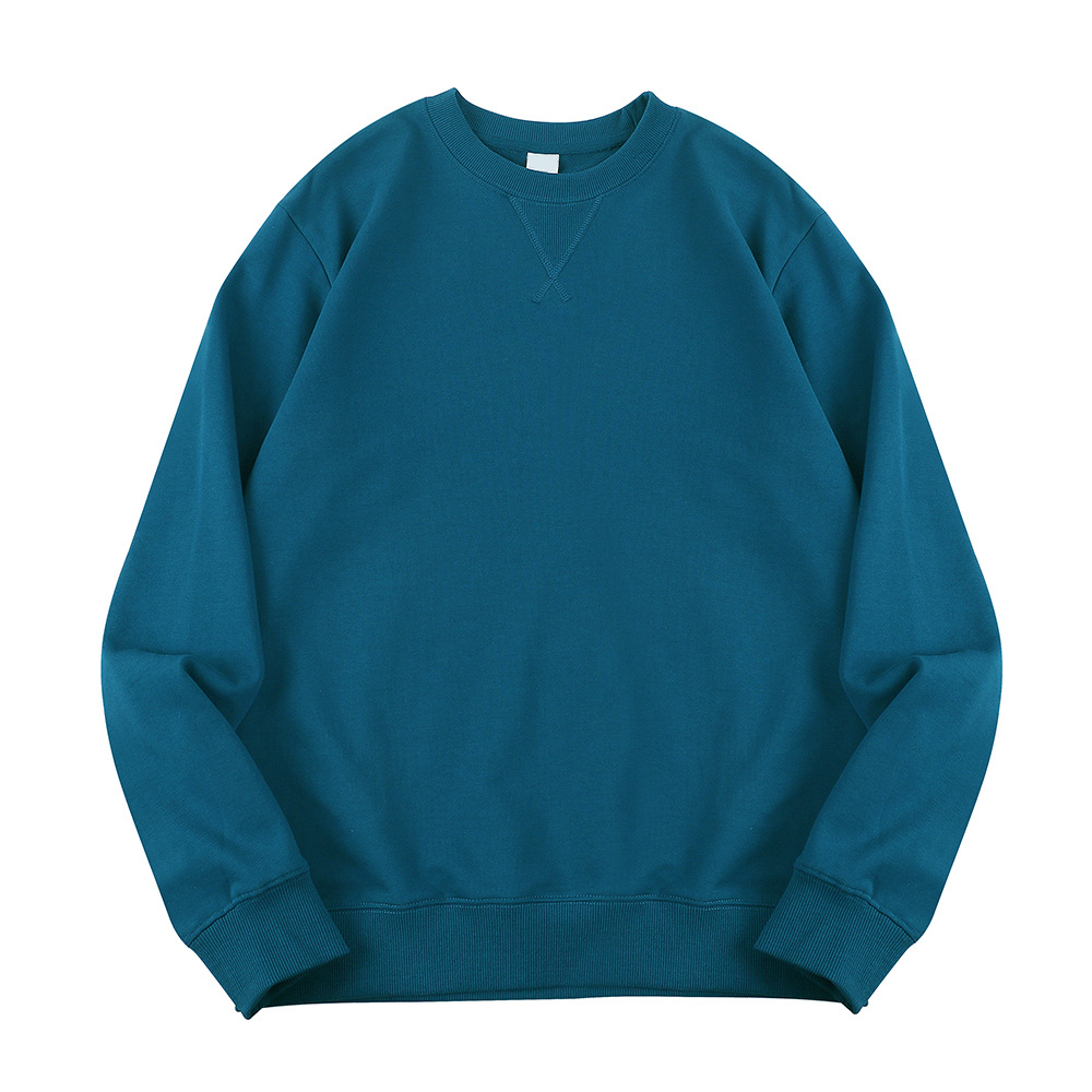 2022 340g algodón terry cuello redondo suéter ins gota hombro moda nicho estilo coreano hong kong estilo otoño y abrigo de invierno