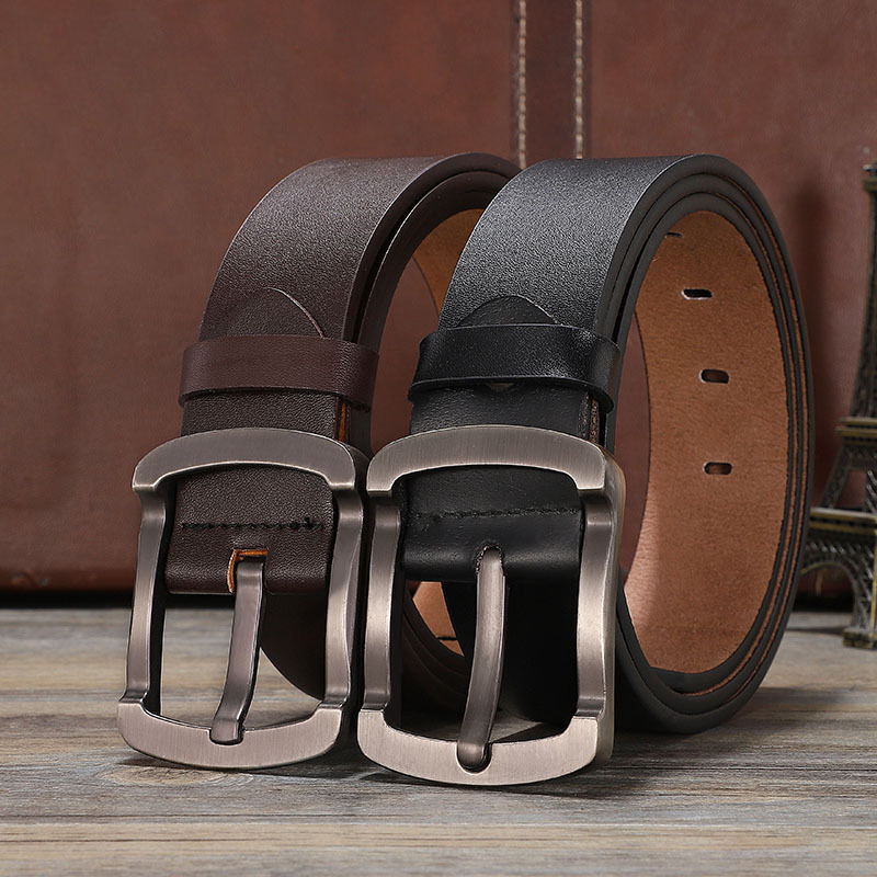 Belt Men's pin buckle belt men's new Korean style youth casual jeans with versatile automatic buckle trendy genuine leather