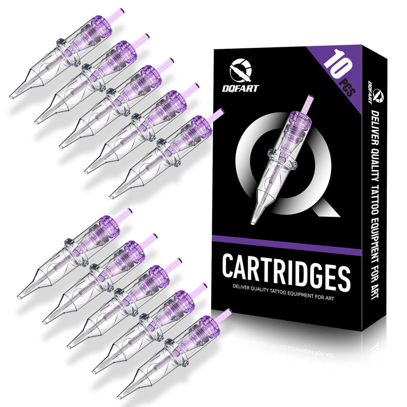 DQFART Brand Tattoo Integrated Needle Purple Tattoo Needle Tattoo Needle Embroidery Tattoo Needle 0.35mm Tattoo Needle Cartridge 10