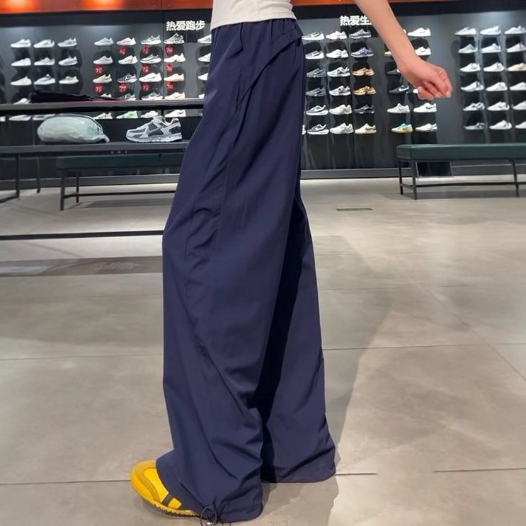 藏青色工装裤女夏季2025新款美式休闲直筒裤小个子速干运动阔腿裤|undefined